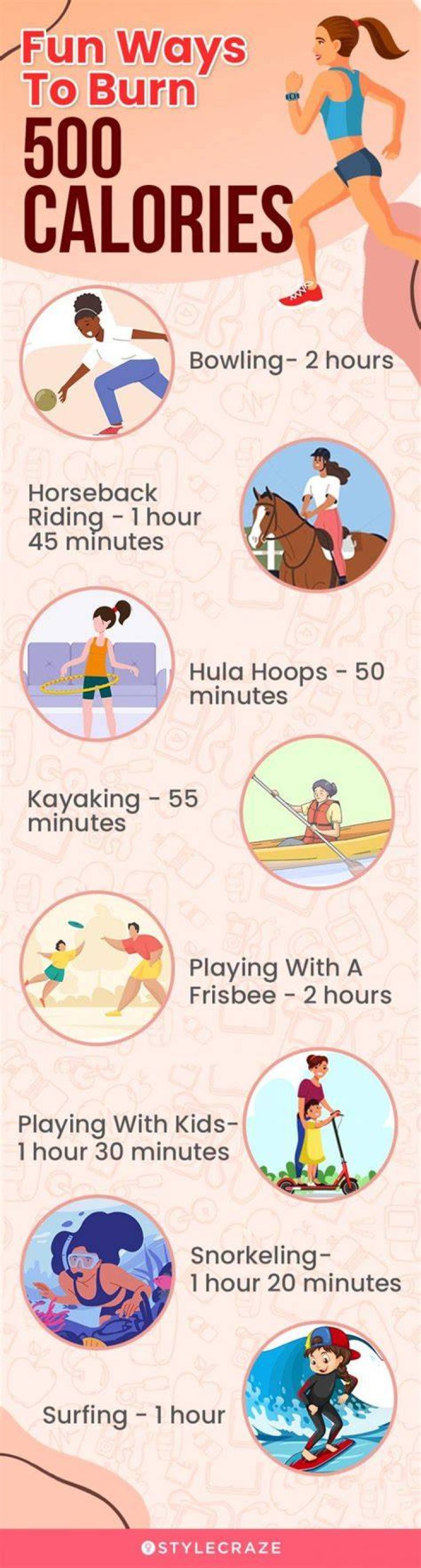 What exercise burns 500 calories?